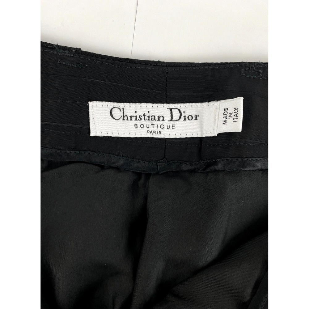 Christian Dior Luxury Pants Women's 8 Black Lambskin Trimmed Striped Lined 40 - Picture 8 of 14